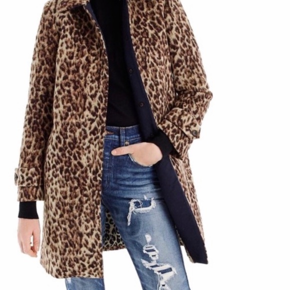 J.crew double leopard overcoat XS - Picture 1 of 12